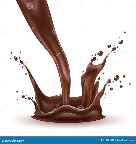 Realistic Chocolate And Milk Splash Splatter Cartoon Vector