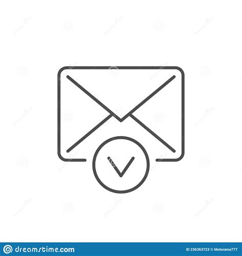 Approved Mail Line Outline Icon Stock Vector Illustration Of Mail
