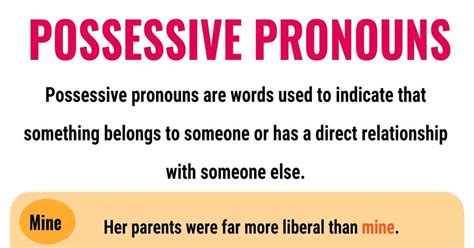 possessive pronouns    possessive pronoun  examples