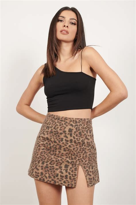Think Fast Tan Multi Leopard Print A Line Mini Skirt 84 Tobi Us
