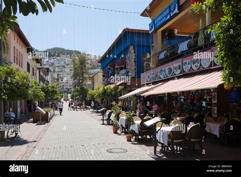 Shops And Cafe In The Town Centre Alanya Mediterranean Coast Turkey