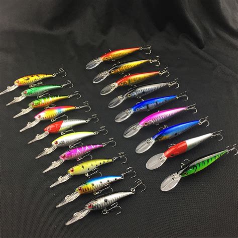 20pcs Hard Bait Long Tongue Minnow Fishing Lures Bass Fresh Salt Water