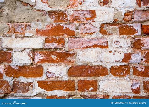 Red Textured Brick Wall With Damage Surface Stock Image Image Of