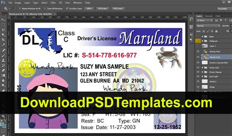 Maryland Driver License Psd Editable Md Template