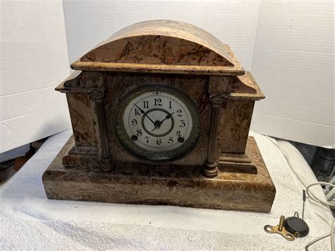 Rare Antique Seth Thomas Faux Marble Mantle Mantel Clock Needs Work