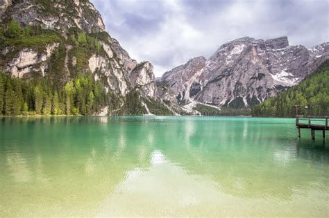 Lake Braies In Dolomites Italy Stock Photo Image Of Blue Mountain