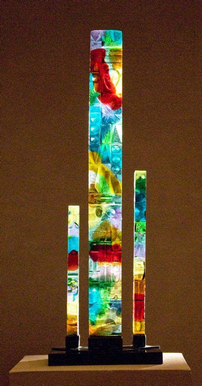 Totem To Dreamtime Kiln Formed Cast Glass Optically Polished And With Patina Art Glass