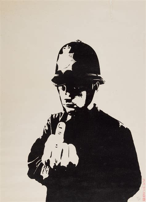 Banksy, a street artist whose identity remains unknown, is believed to have been born in bristol, england, around 1974. BANKSY | RUDE COPPER | Banksy | Online2020 | Sotheby's