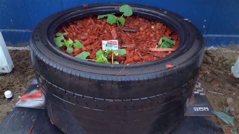 How To Build A Raised Bed Using Old Used Tires Youtube
