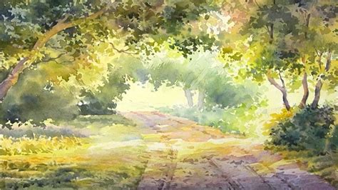 Watercolor Painting Sunlight Dancing Through Leaves Trees Youtube