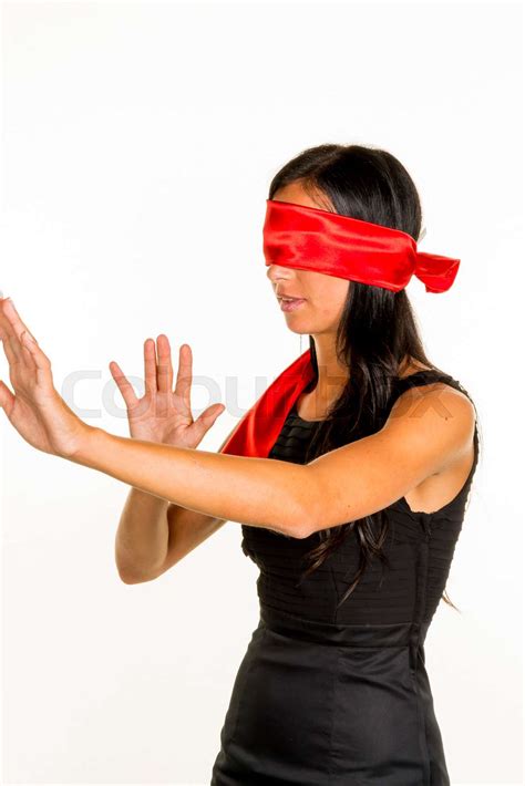 Woman Blindfolded Stock Image Colourbox