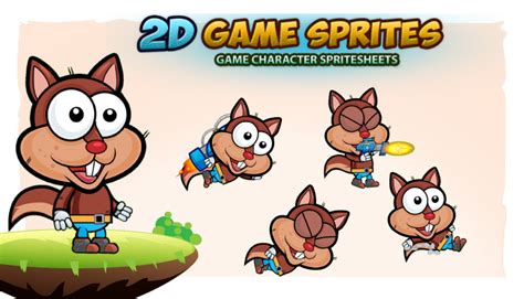 Squirrel 2d Game Character Sprites Gamedev Market