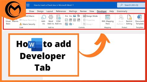 How To Add Developer Tab In Microsoft Word Youtube