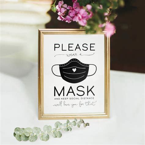 Wedding Mask Sign Mask Sign Mask Sign For Wedding Masks Etsy