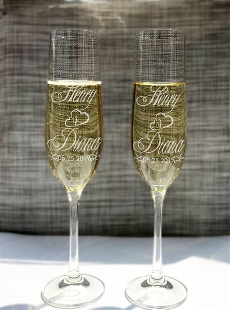 Personalized Champagne Flutes 2 Toasting Flutes Personalized Etsy