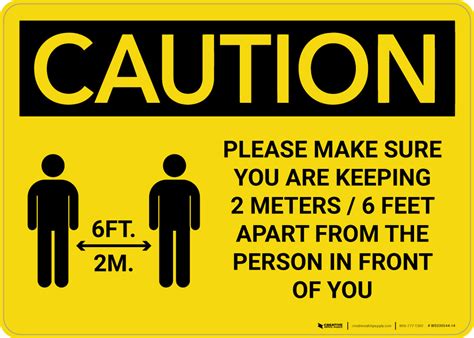 Caution Please Make Sure You Are Keeping 6 Feet Apart With Icon