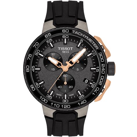 tissot t race chronograph black dial silicone band men s watch