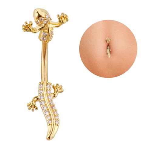 New Fashion Style Navel Ring High Quality Stainless Steel Lizard Zircon