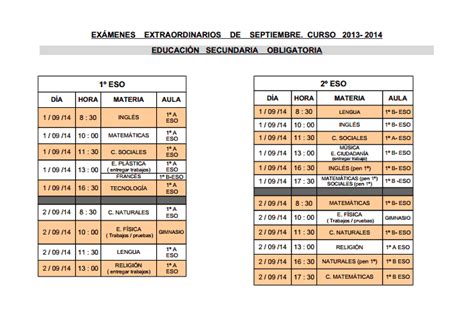 Fechas ExÁmenes Septiembre Eso Y Bachiller Colegio Virgen Blanca León