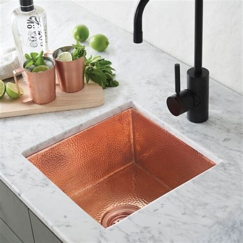 Shop Cantina Hammered Polished Copper Undermount Bar Kitchen Prep Sink
