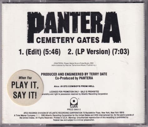 Pantera Cemetery Gates 1990 Cd Discogs