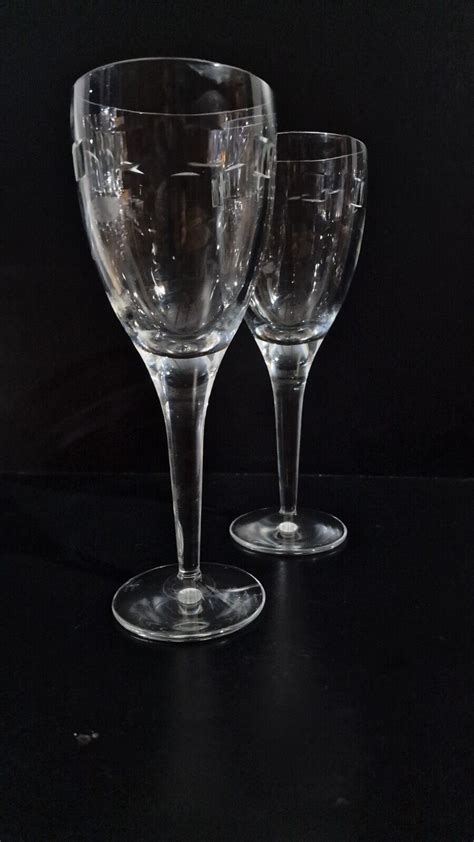 2 X Rare John Rocha Waterford Crystal Wine Glasses Geo Oden Excellent