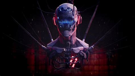 Artwork Wallpaper Robot Cyberpunk Skull Retrowave Wal