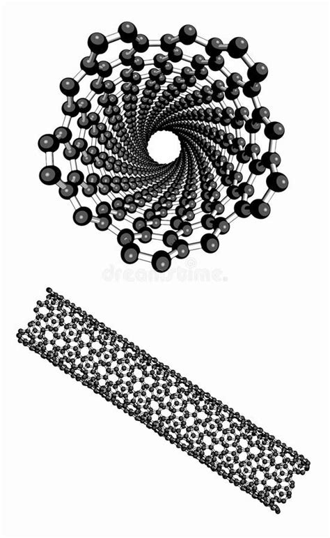 Carbon Nanotube Cnt Molecular Model Ball And Stick Models Viewed