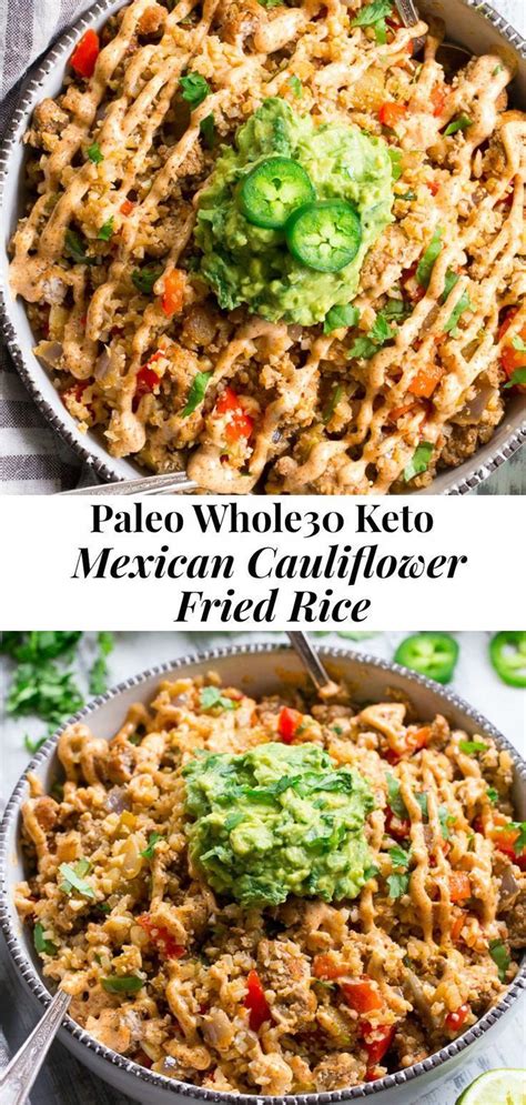 Mexican cauliflower fried rice {paleo, whole30, keto} this mexican cauliflower rice is packed with veggies, protein, and lots of flavor and spice! Mexican Cauliflower Fried Rice {Paleo, Whole30, Keto ...
