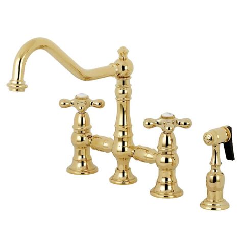 kingston brass restoration 2 handle bridge kitchen faucet with side