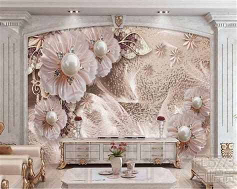 Beibehang Custom Wallpaper Scrub Luxury Jewelry Flower Living Tv