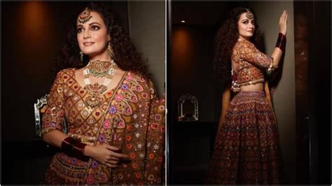 dia mirza is the desi girl in a navratri special lehenga pics inside fashion trends
