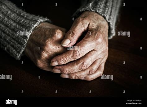 Old Woman Hand Table Hi Res Stock Photography And Images Alamy