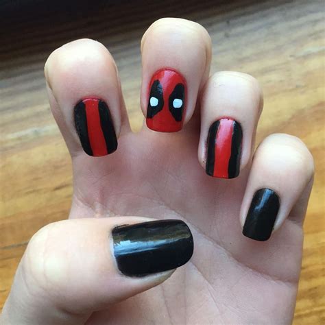 Deadpool Nail Art Nerdnaildesigns Superhero Nails Avengers Nails