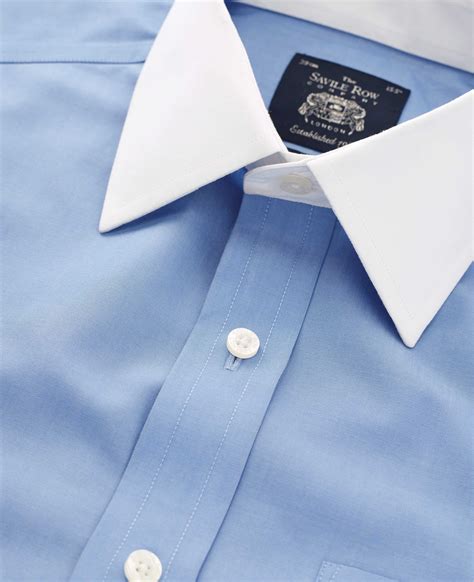 Mens Blue Classic Fit Non Iron Shirt With White Collar And Cuffs