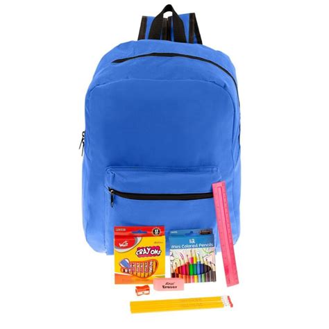 24 Wholesale 17 Basic Backpacks In 8 Assorted Colors With School
