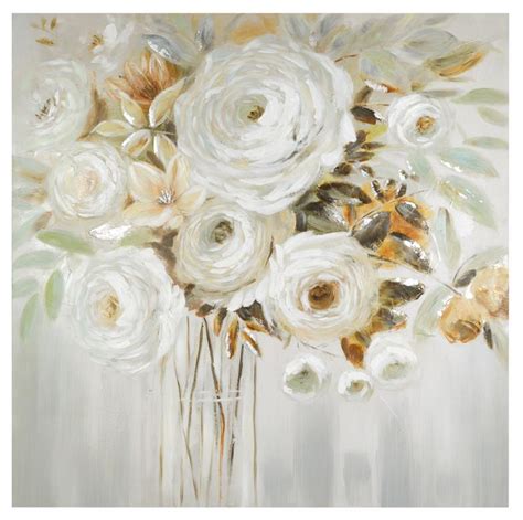 Vaso ceramica bianco fiori (cod. Quadro vaso fiori bianchi 100x100 36946 COLORI E LUCI