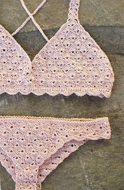Crochet Bikini Set In Nude Pink Crochet Swimsuit Crochet Etsy
