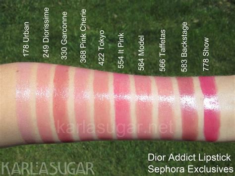 Dior Addict Swatches Sephora Exclusives 178 Urban 249 Diorissime 330 Garconne 368 Pink