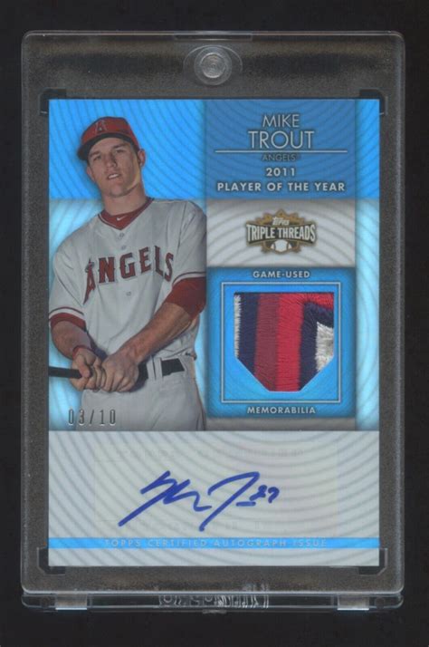 Mike Trout 2012 Topps Triple Threads Rc Autograph 4 Color Patch Ed 03