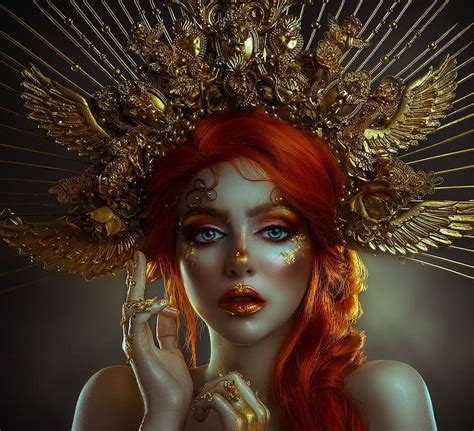 makeup golden model face redhead girl goddess woman rebeca saray hd wallpaper peakpx