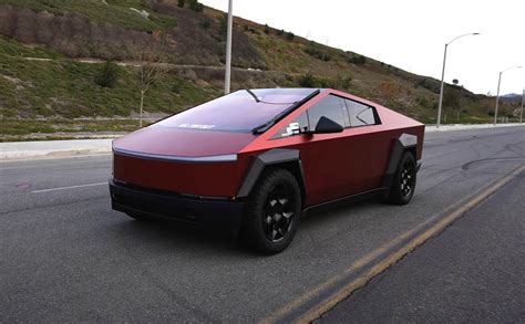 Iron Man S Cybertruck First Red Wrap Not Cgi Tesla Cybertruck Forum