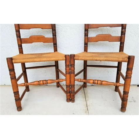 The traditional silhouette of this alice the traditional silhouette of this alice natural wood back and seat dining chair (set of 2) lends itself beautifully to a modern farmhouse aesthetic. Vintage Rustic French Farmhouse Ladder Back Dining Accent ...