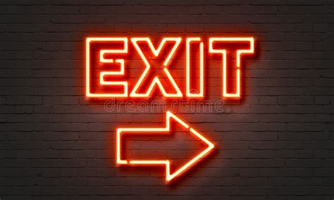 Exit Neon Sign On Brick Wall Background Stock Illustration Illustration Of Advert Object