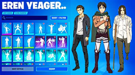 Fortnite Eren Yeager Skin Showcase With Best Dances And Emotes Attack