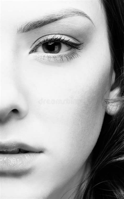Girl S Half Face Portrait Stock Photo Image Of Monochrome 15074350