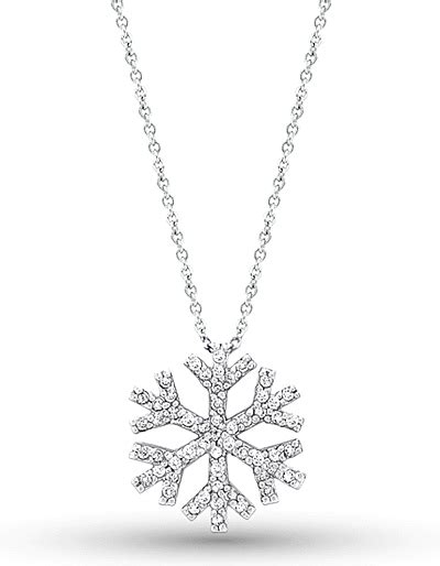 14k White Gold Diamond Snowflake Necklace Kc N2094