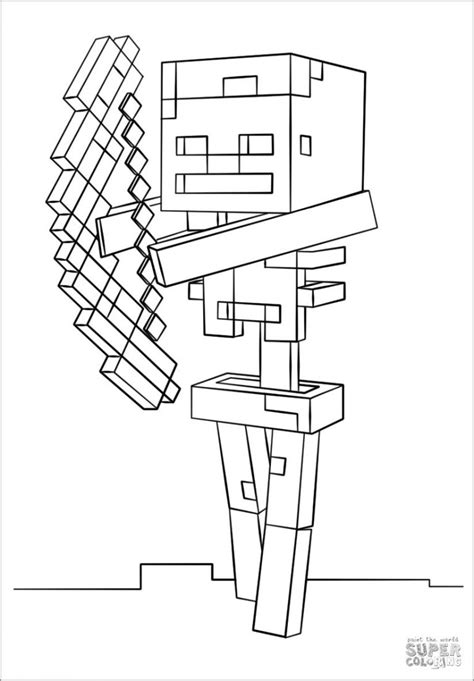 Minecraft Skeleton With Bow And Arrow Coloring Page Coloringbay