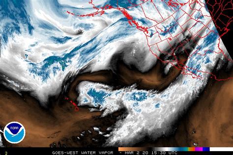 Northeastern Pacific Water Vapor Goes West Noaa Goes Geostationary