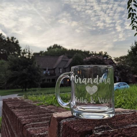 Hand Etched Personalized Glass Coffee Mug Personalized Glass Glass